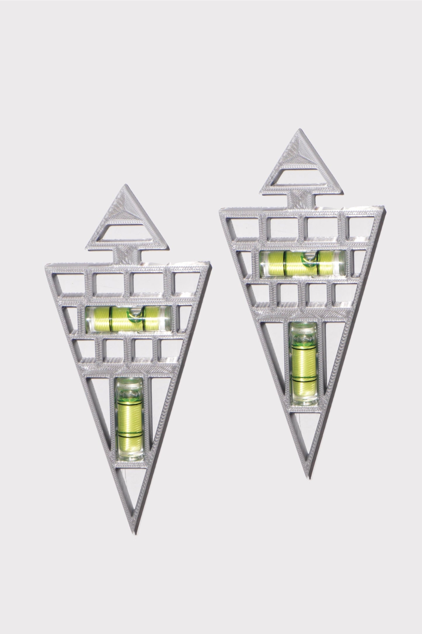 XZE002 Cyberpunk 3D-printed handmade triangular geometric spirit level exaggerated large earrings