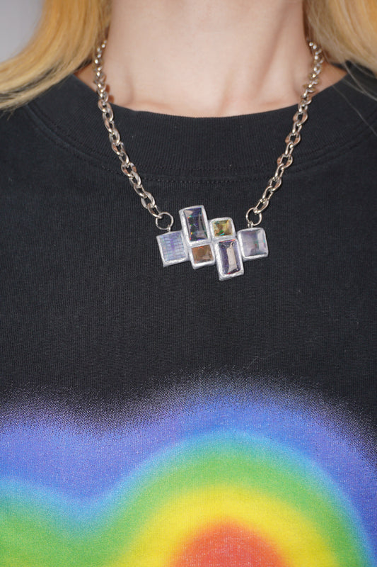 DZ005 Electronic Tiny Silicon Wafer Long Necklace