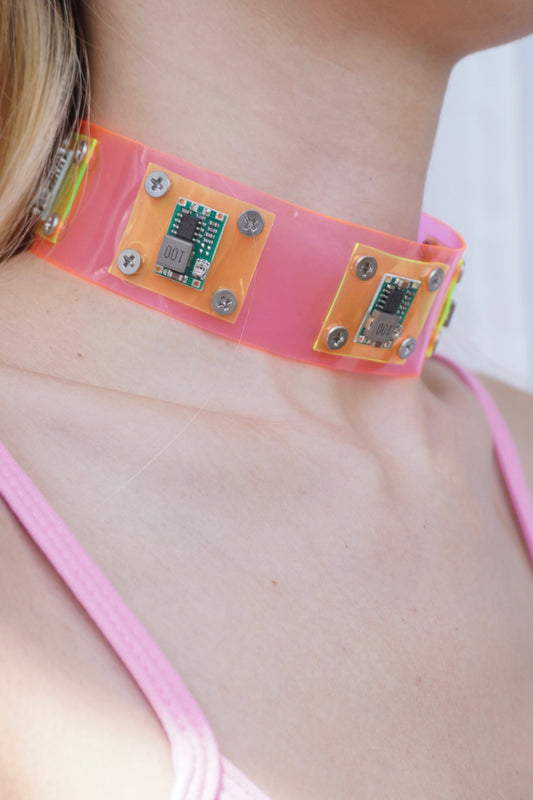 NH001 Neon Pink Electronic Circuit Board Collar
