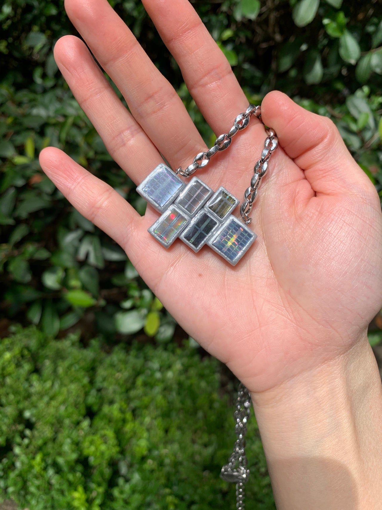 DZ005 Electronic Tiny Silicon Wafer Long Necklace