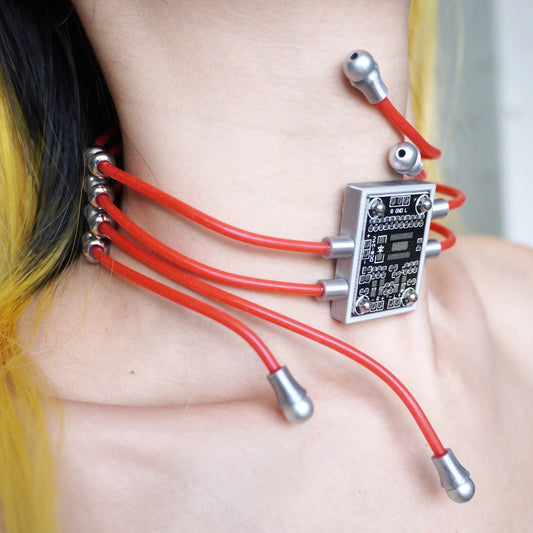 Custom Edition Futuristic Cyberpunk Magnetic Multi-Layer Choker — Circuit Board-Inspired Future Style