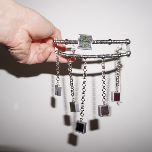 DZ014 Cyberpunk Chip Double-Layer Fringe Collar Necklace