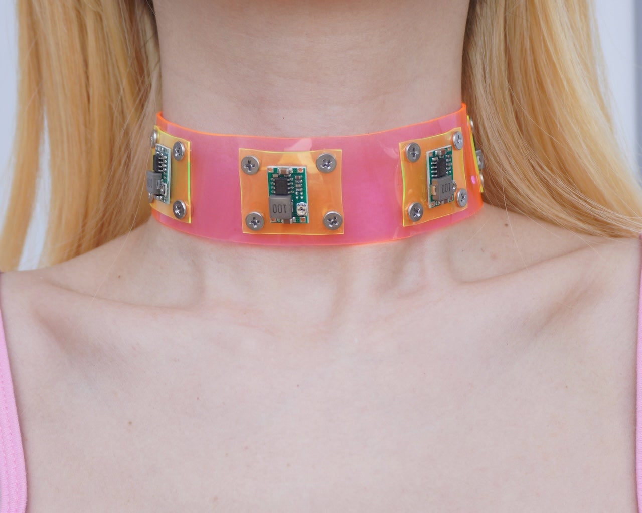 NH001 Neon Pink Electronic Circuit Board Collar