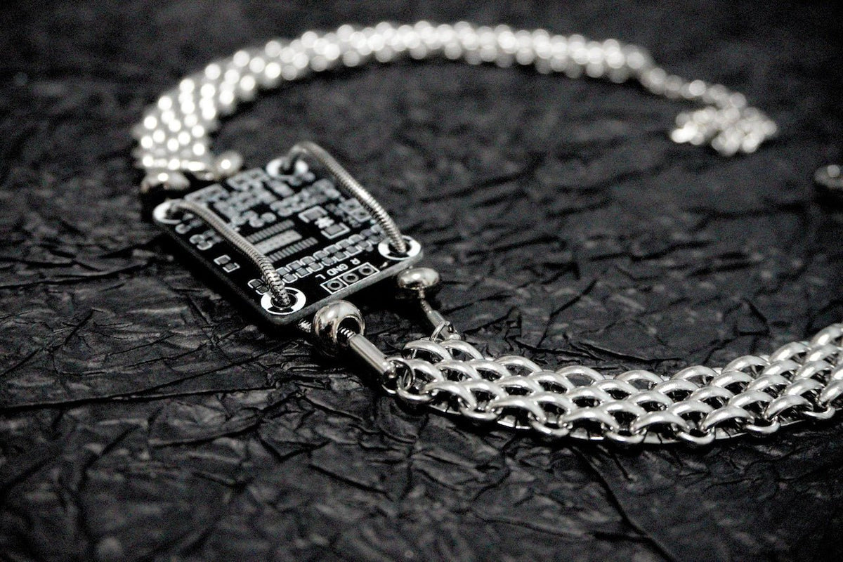 Futuristic Circuit Board Choker – Handmade Chain Necklace - futuristic jewelry - TUAN TUAN