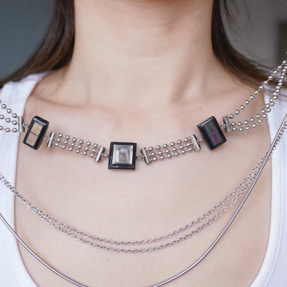 Futuristic Cyberpunk Electronic Chip Necklace — Handcrafted Necklace — Can Be Separated Into Two Pieces - futuristic jewelry - TUAN TUAN