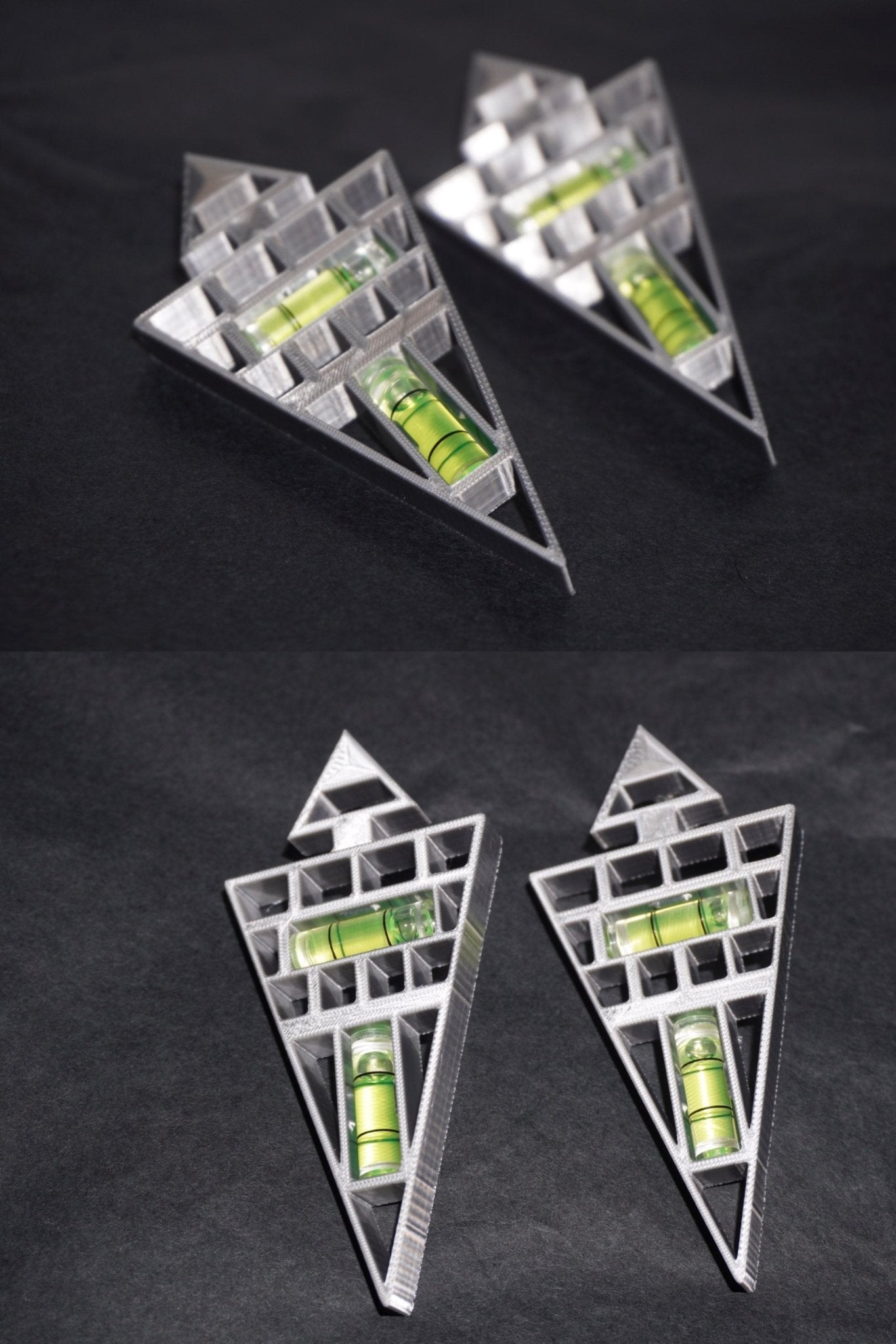 Futuristic Cyberpunk Triangle Level Earrings — 3D Printed and Handcrafted Design Jewelry - futuristic jewelry - TUAN TUAN