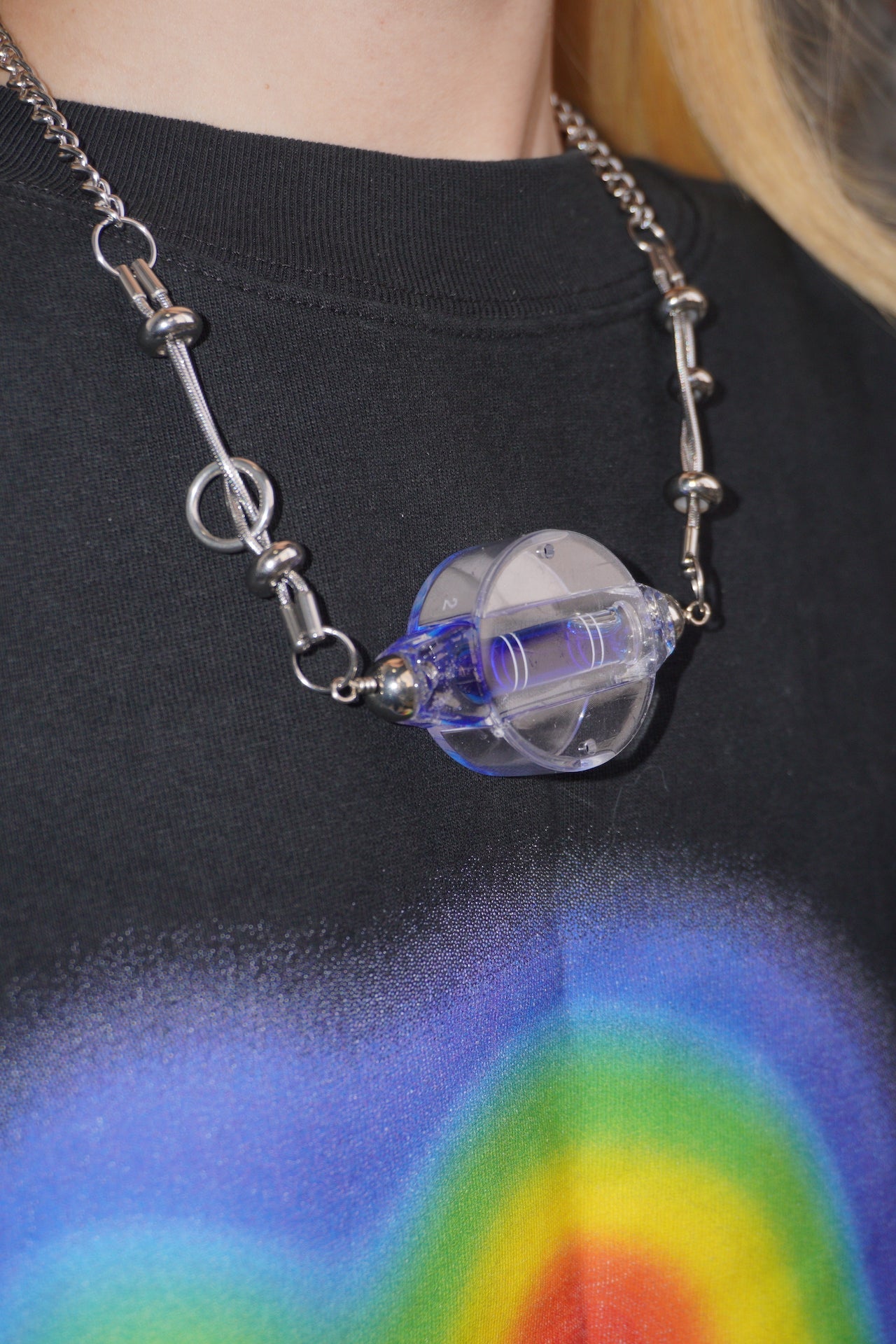 Futuristic Round Level Necklace – Minimalist Cyber Style Handmade - futuristic jewelry - TUAN TUAN