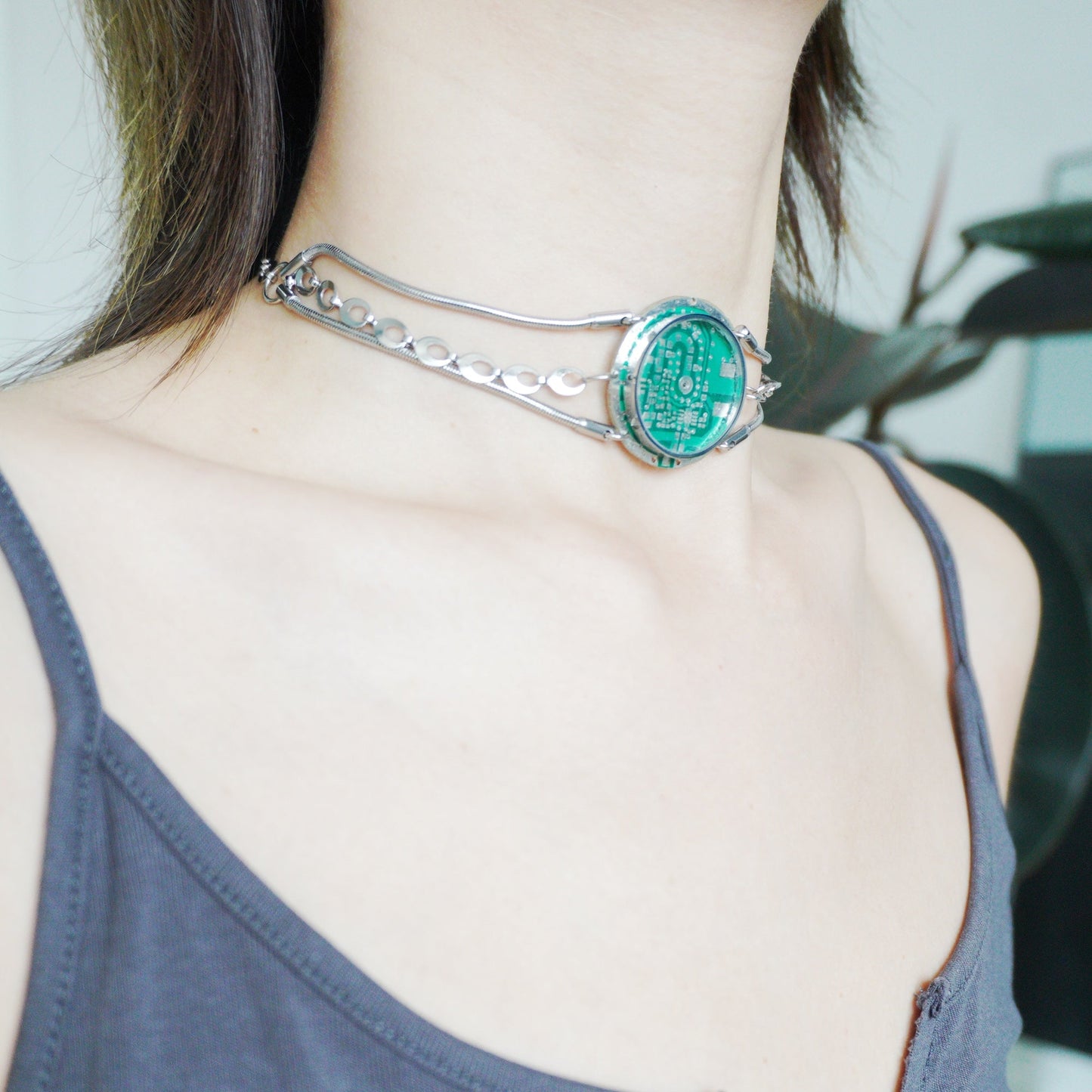 Handmade Round Circuit Board Layered Choker — One-of-a-Kind - futuristic jewelry - TUAN TUAN