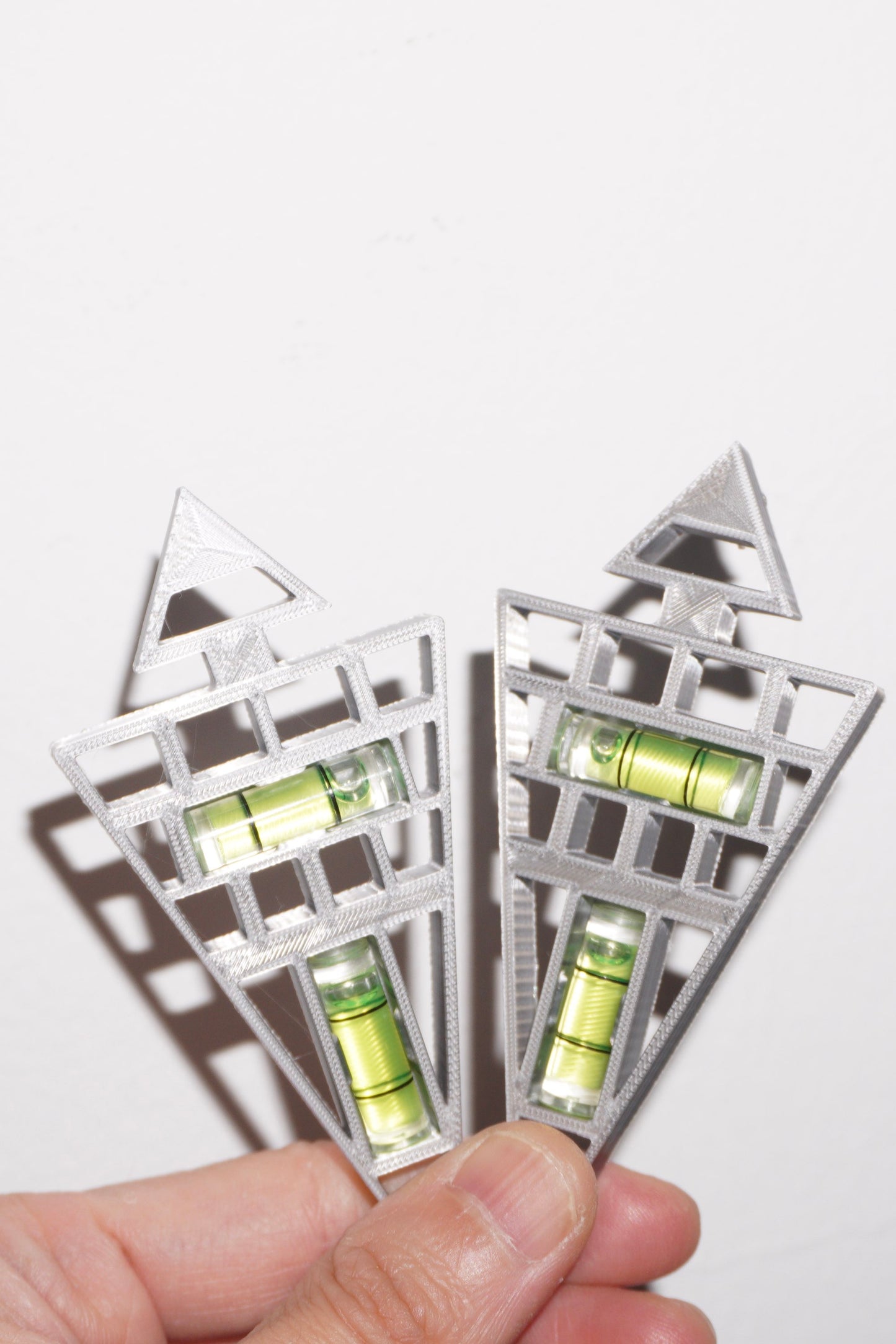 XZE002 Cyberpunk 3D-printed handmade triangular geometric spirit level exaggerated large earrings