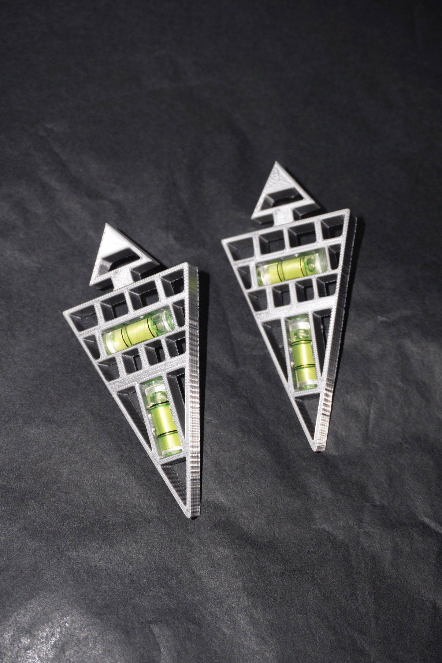 XZE002 Cyberpunk 3D-printed handmade triangular geometric spirit level exaggerated large earrings