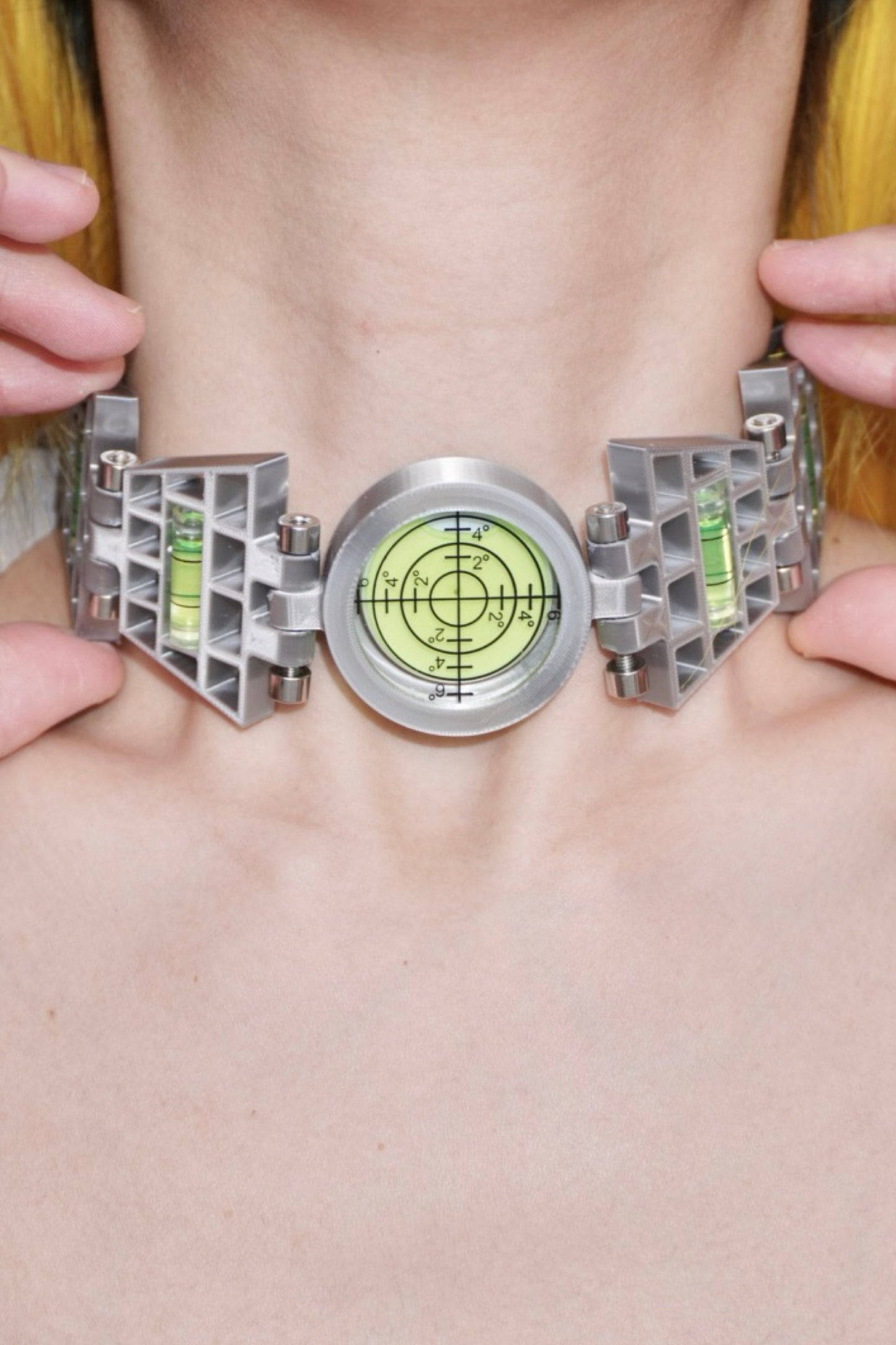XZ003 Cyberpunk 3D Printed Handmade Level Silver Collar