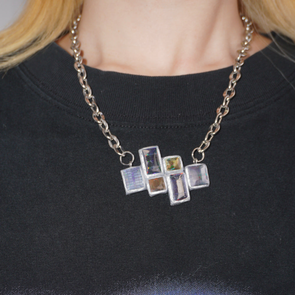 DZ005 Electronic Tiny Silicon Wafer Long Necklace