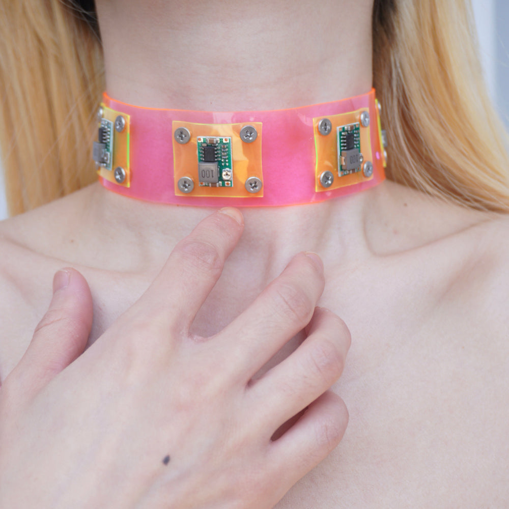 NH001 Neon Pink Electronic Circuit Board Collar