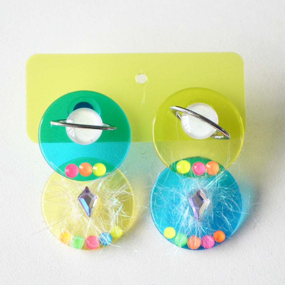 Cute Color Block Acrylic Earrings – Handmade Kawaii Handcrafted Jewelry