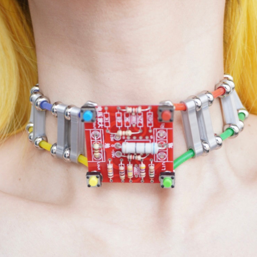DZ011 Cyberpunk Circuit Board Double-Layer Choker