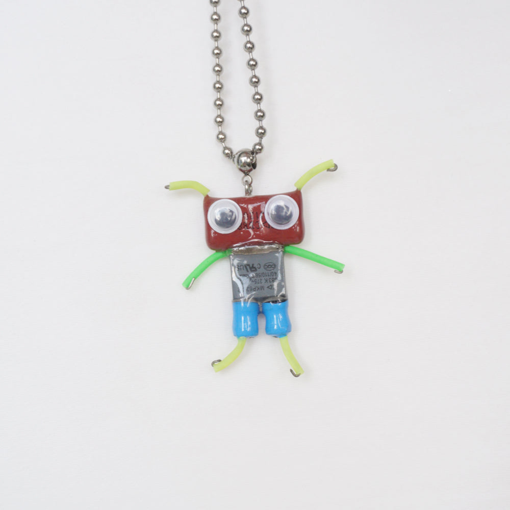 DZ010 Discarded electronic figurines with long necklaces Each one is unique