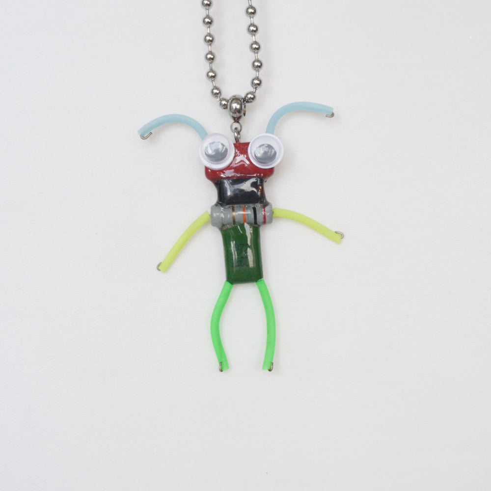 DZ010 Discarded electronic figurines with long necklaces Each one is unique