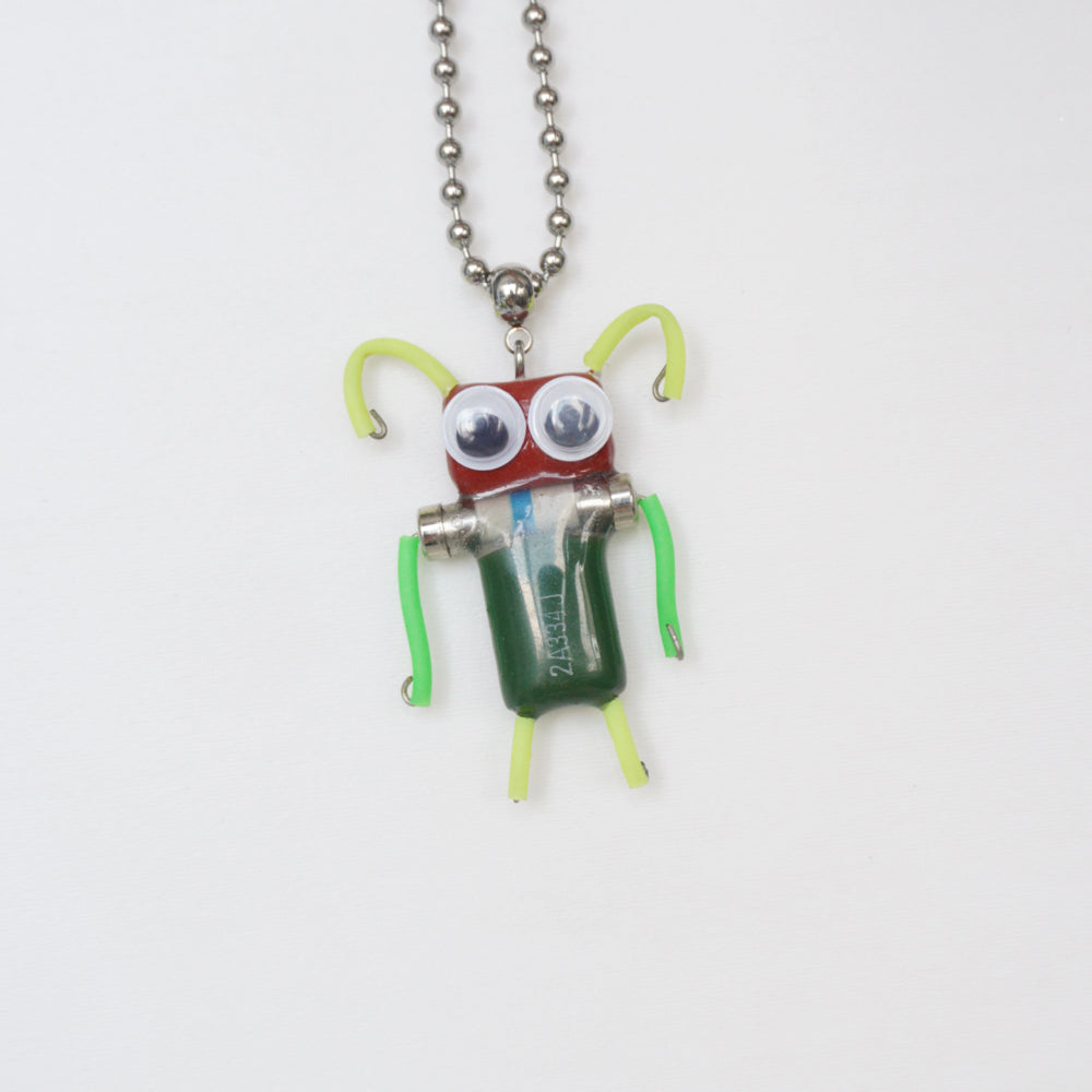 DZ010 Discarded electronic figurines with long necklaces Each one is unique