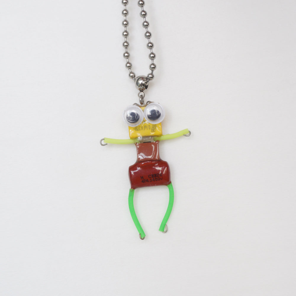 DZ010 Discarded electronic figurines with long necklaces Each one is unique