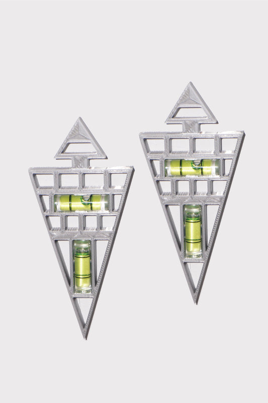 XZE002 Cyberpunk 3D-printed handmade triangular geometric spirit level exaggerated large earrings