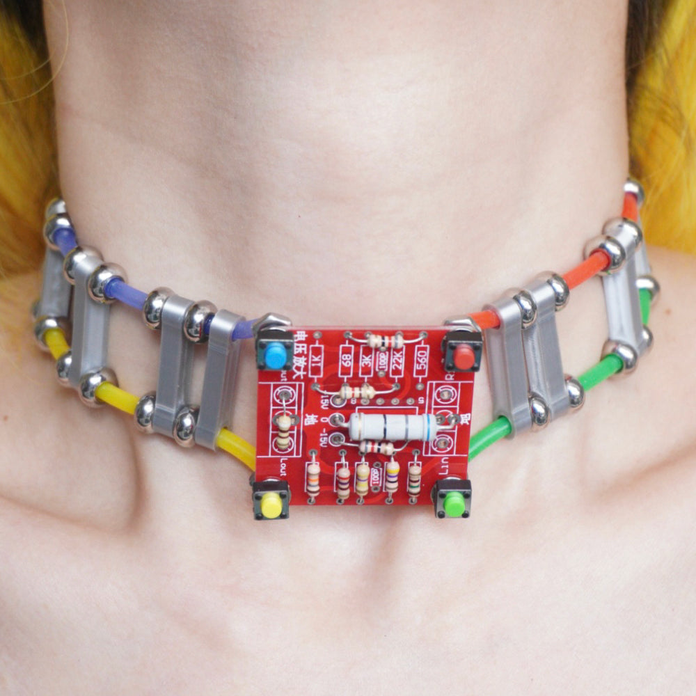DZ011 Cyberpunk Circuit Board Double-Layer Choker