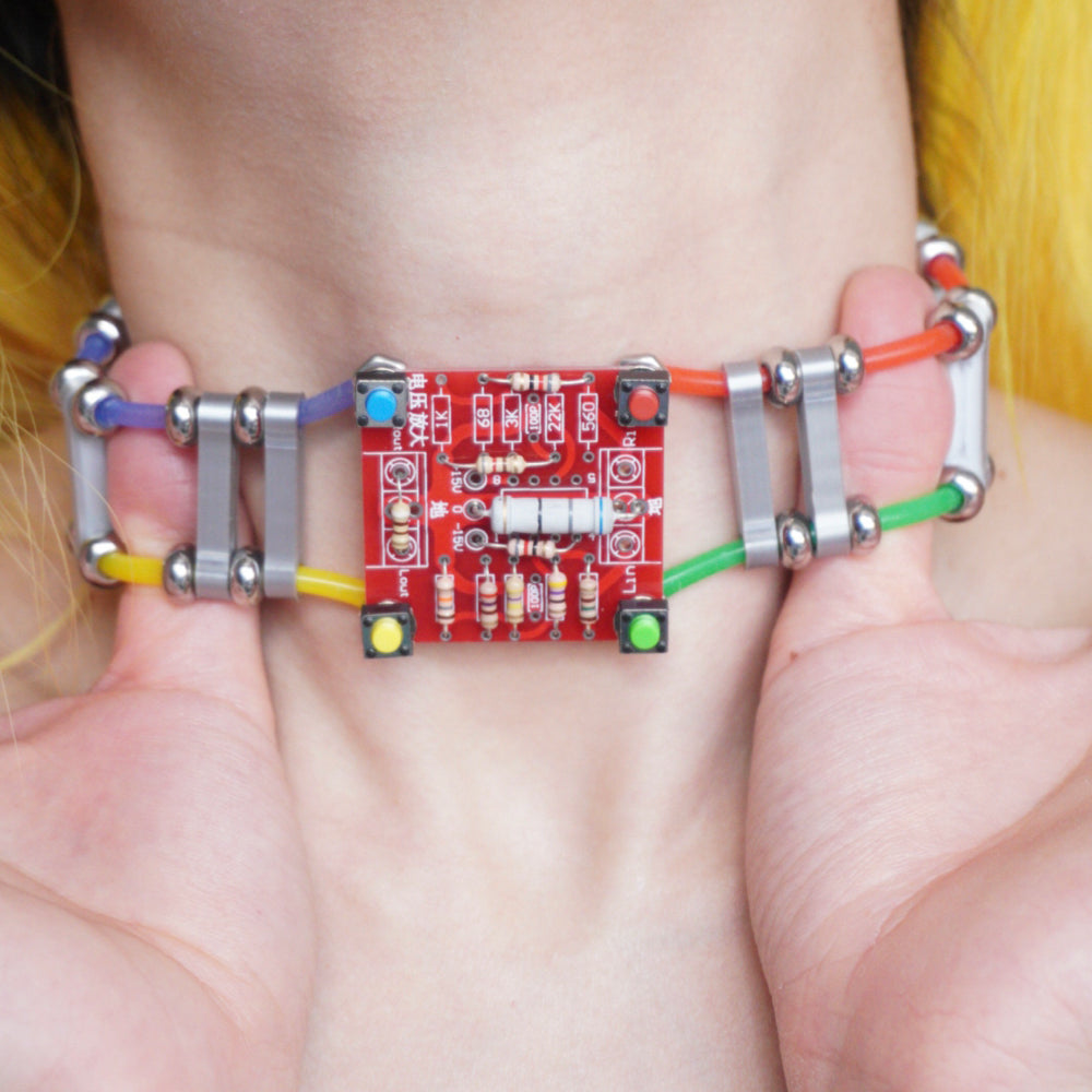 DZ011 Cyberpunk Circuit Board Double-Layer Choker
