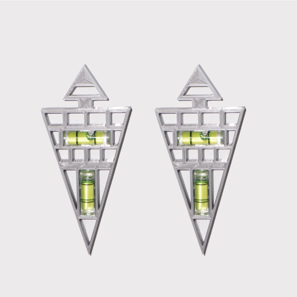 XZE002 Cyberpunk 3D-printed handmade triangular geometric spirit level exaggerated large earrings