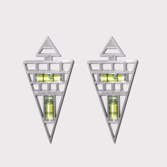 XZE002 Cyberpunk 3D-printed handmade triangular geometric spirit level exaggerated large earrings