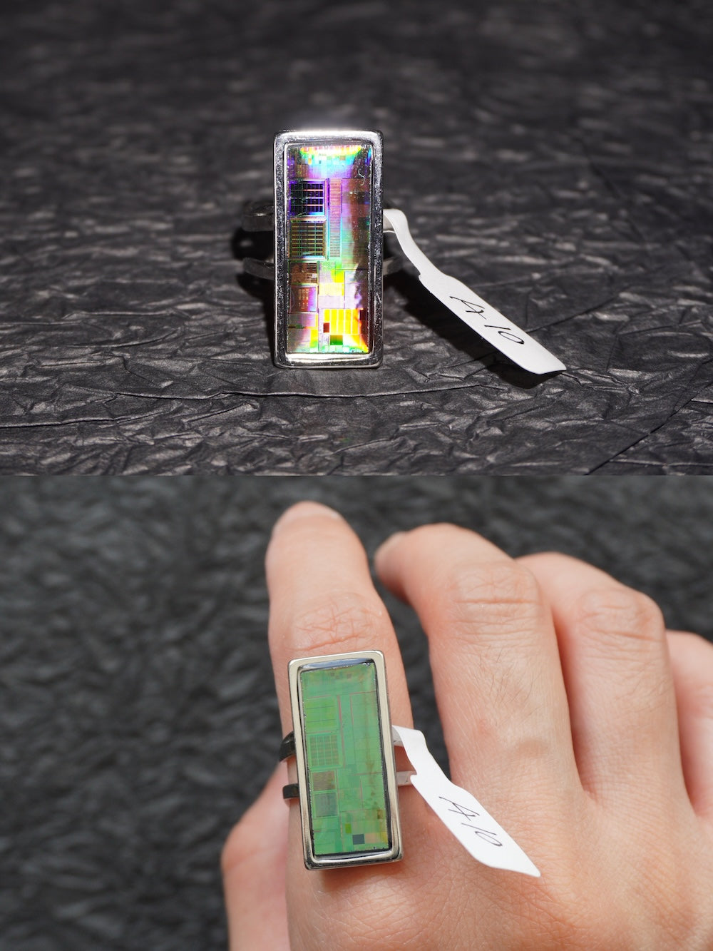 One-of-a-Kind Electronic Chip Ring — Rectangle