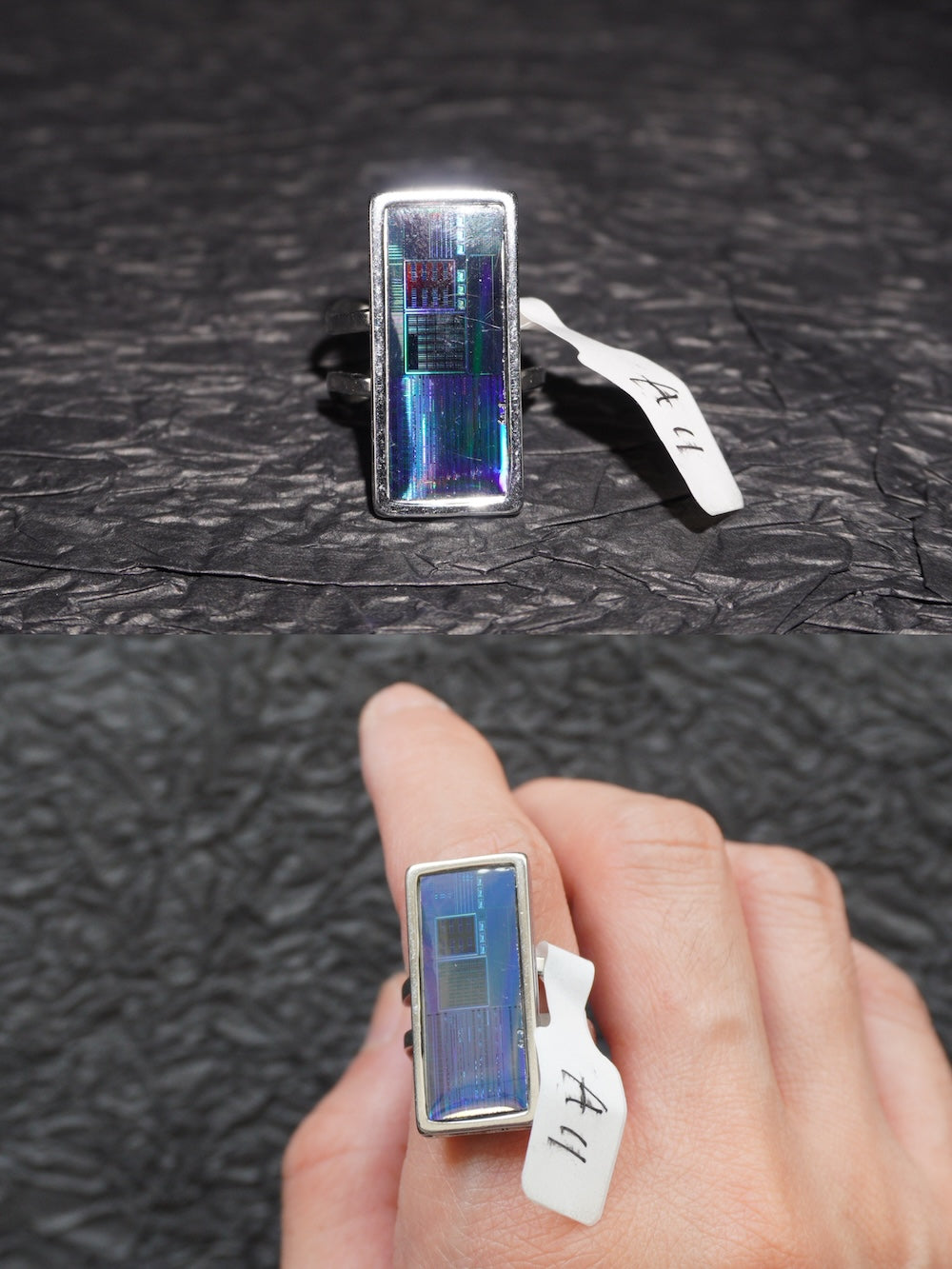One-of-a-Kind Electronic Chip Ring — Rectangle
