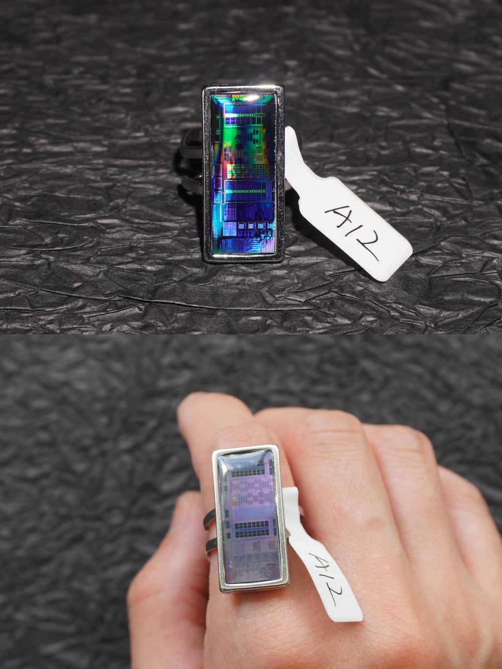 One-of-a-Kind Electronic Chip Ring — Rectangle