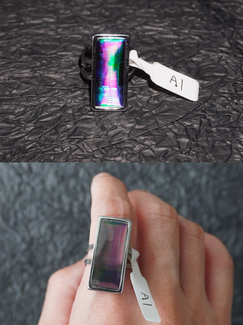 One-of-a-Kind Electronic Chip Ring — Rectangle