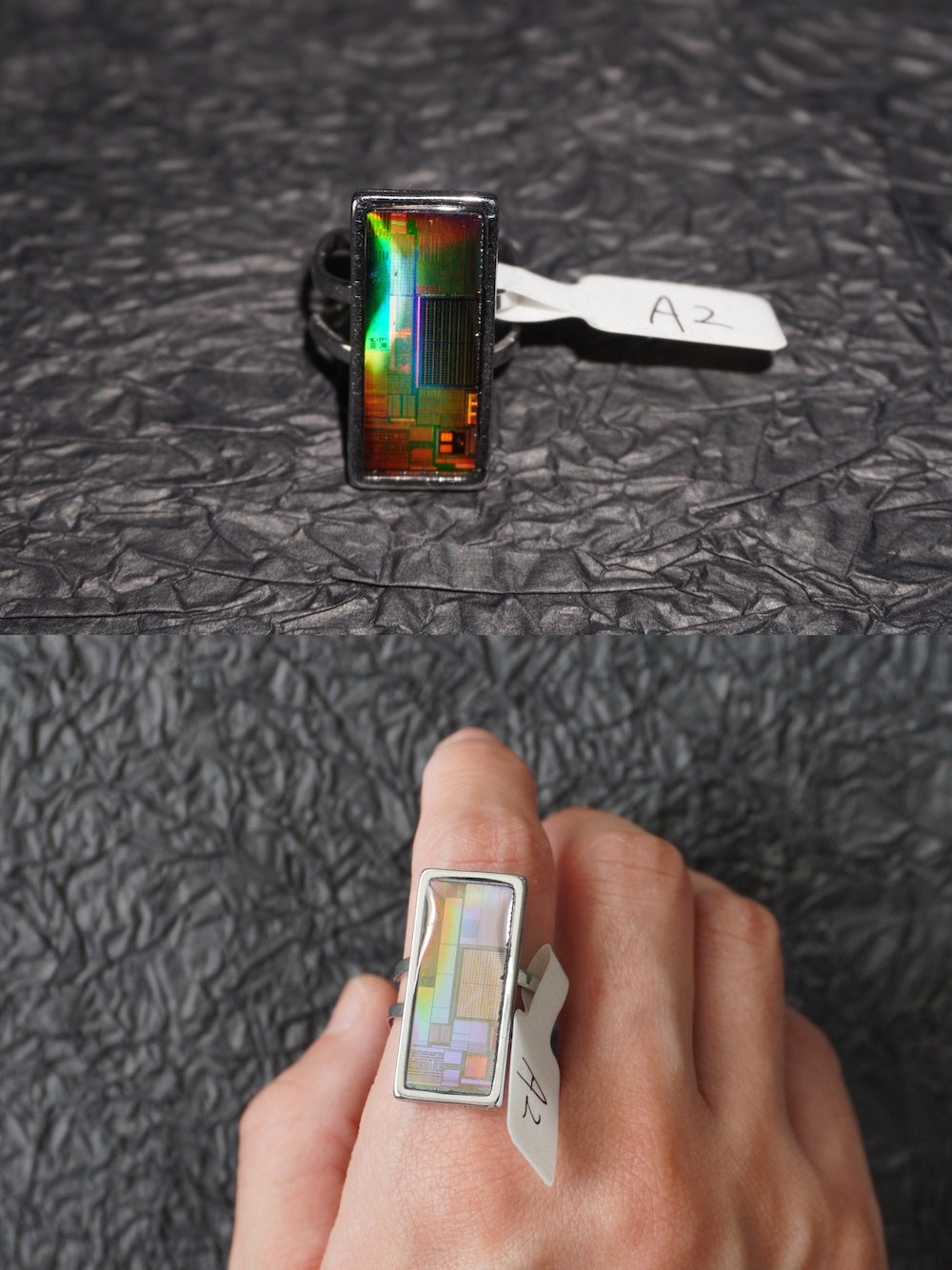 One-of-a-Kind Electronic Chip Ring — Rectangle