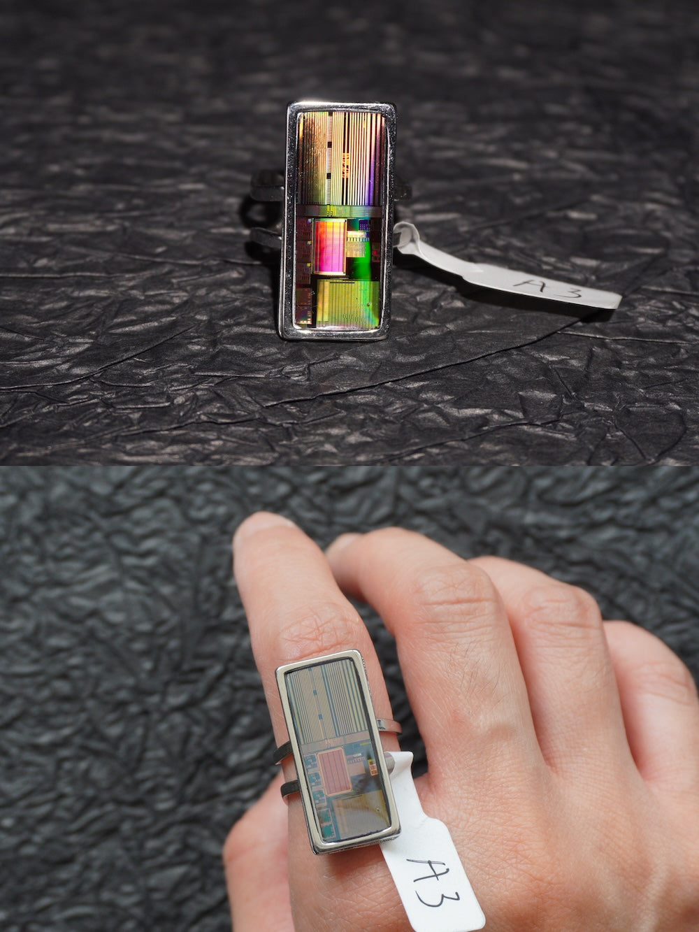 One-of-a-Kind Electronic Chip Ring — Rectangle