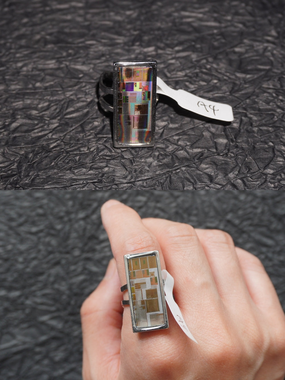 One-of-a-Kind Electronic Chip Ring — Rectangle