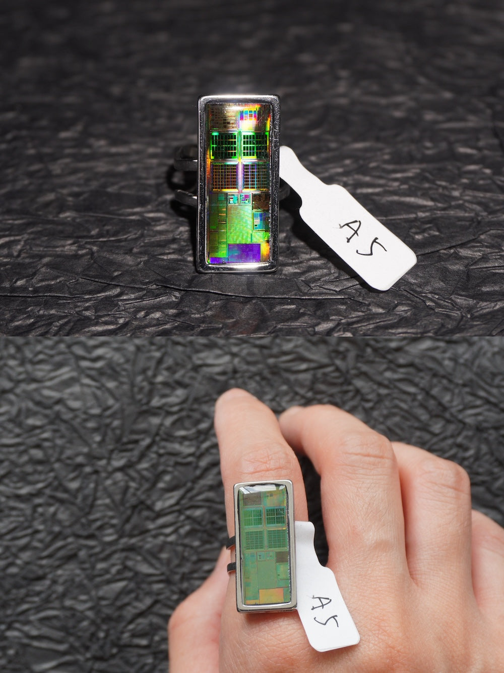 One-of-a-Kind Electronic Chip Ring — Rectangle
