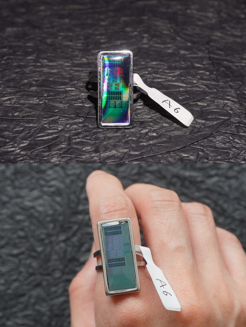 One-of-a-Kind Electronic Chip Ring — Rectangle