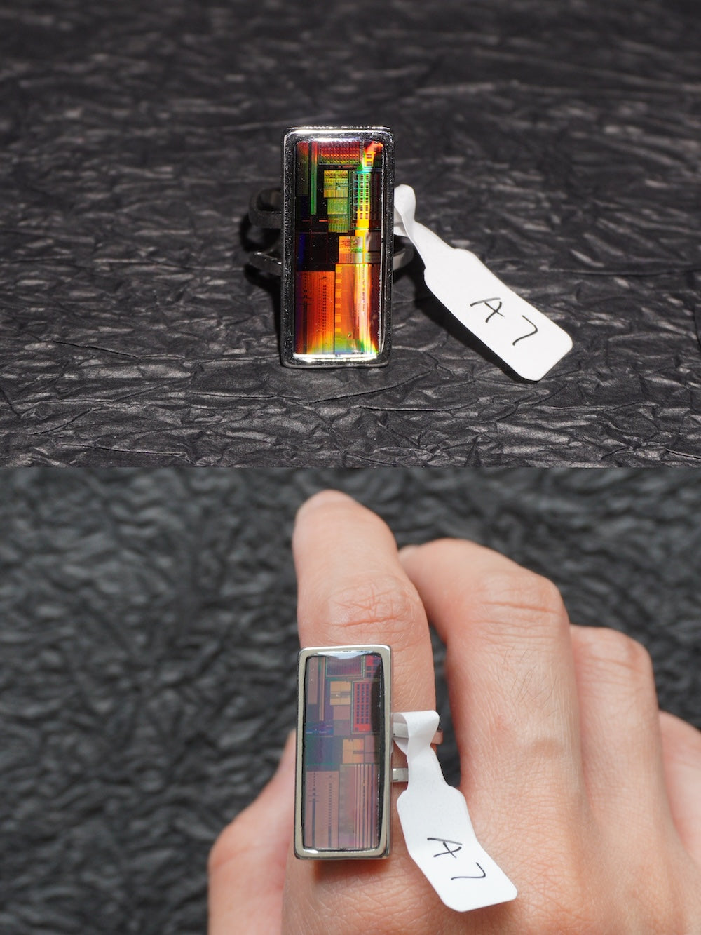 One-of-a-Kind Electronic Chip Ring — Rectangle