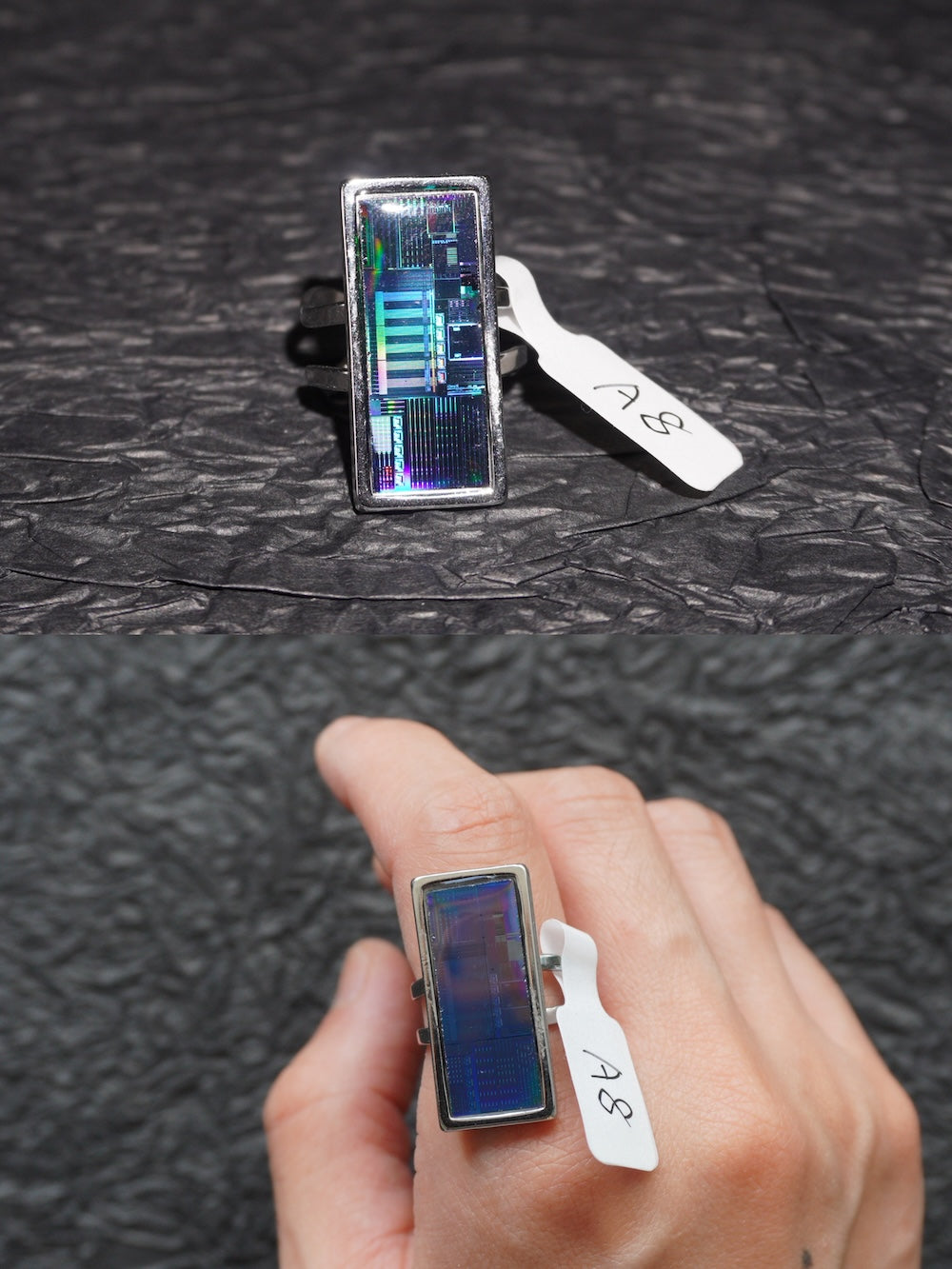 One-of-a-Kind Electronic Chip Ring — Rectangle