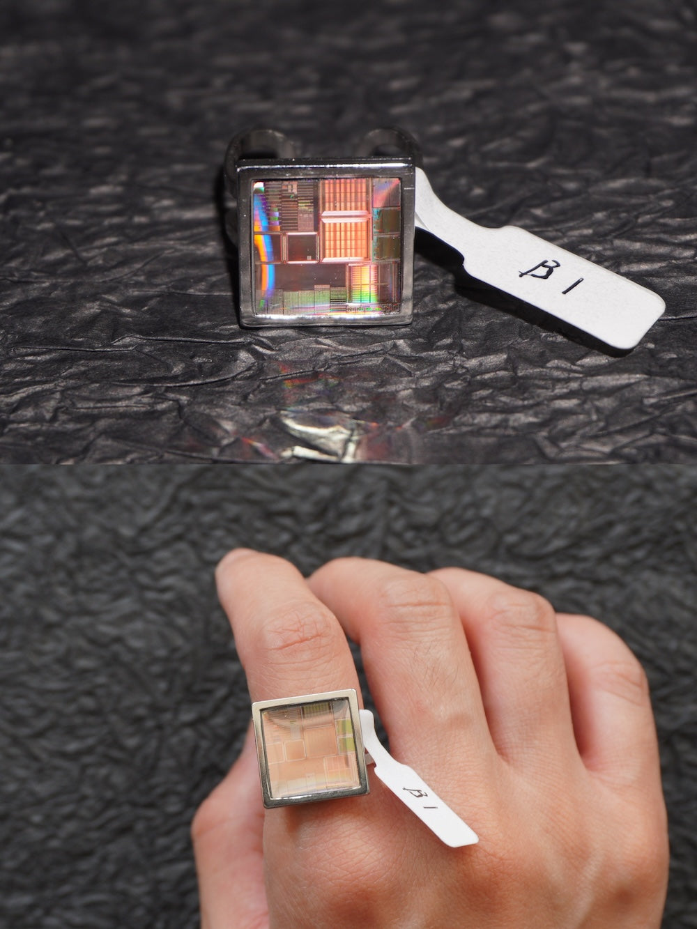One-of-a-Kind Electronic Chip Ring — Square