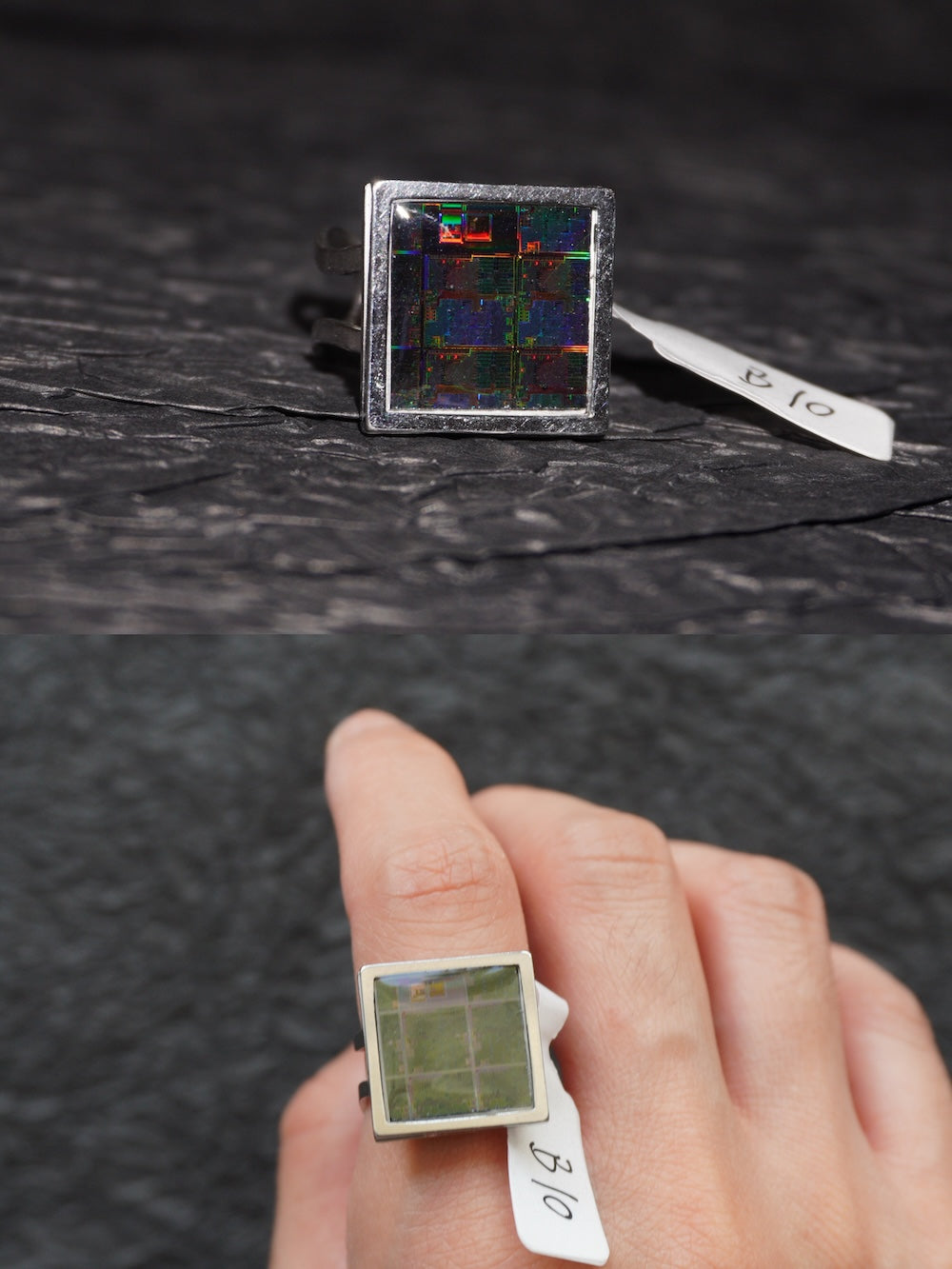 One-of-a-Kind Electronic Chip Ring — Square