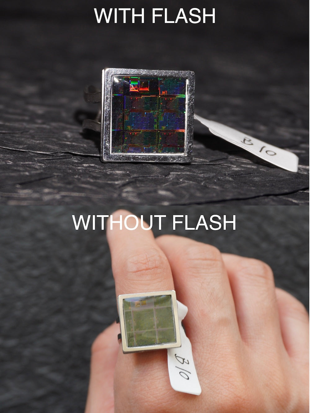 One-of-a-Kind Electronic Chip Ring — Square