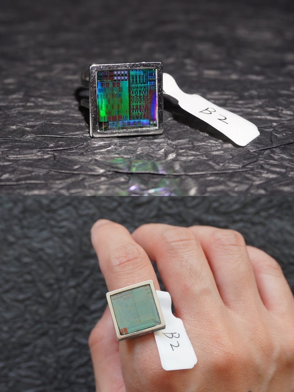 One-of-a-Kind Electronic Chip Ring — Square