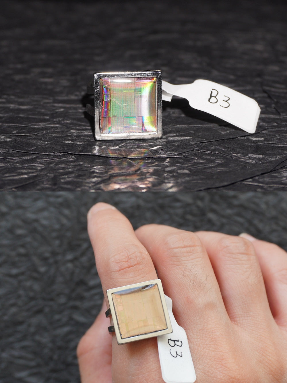 One-of-a-Kind Electronic Chip Ring — Square