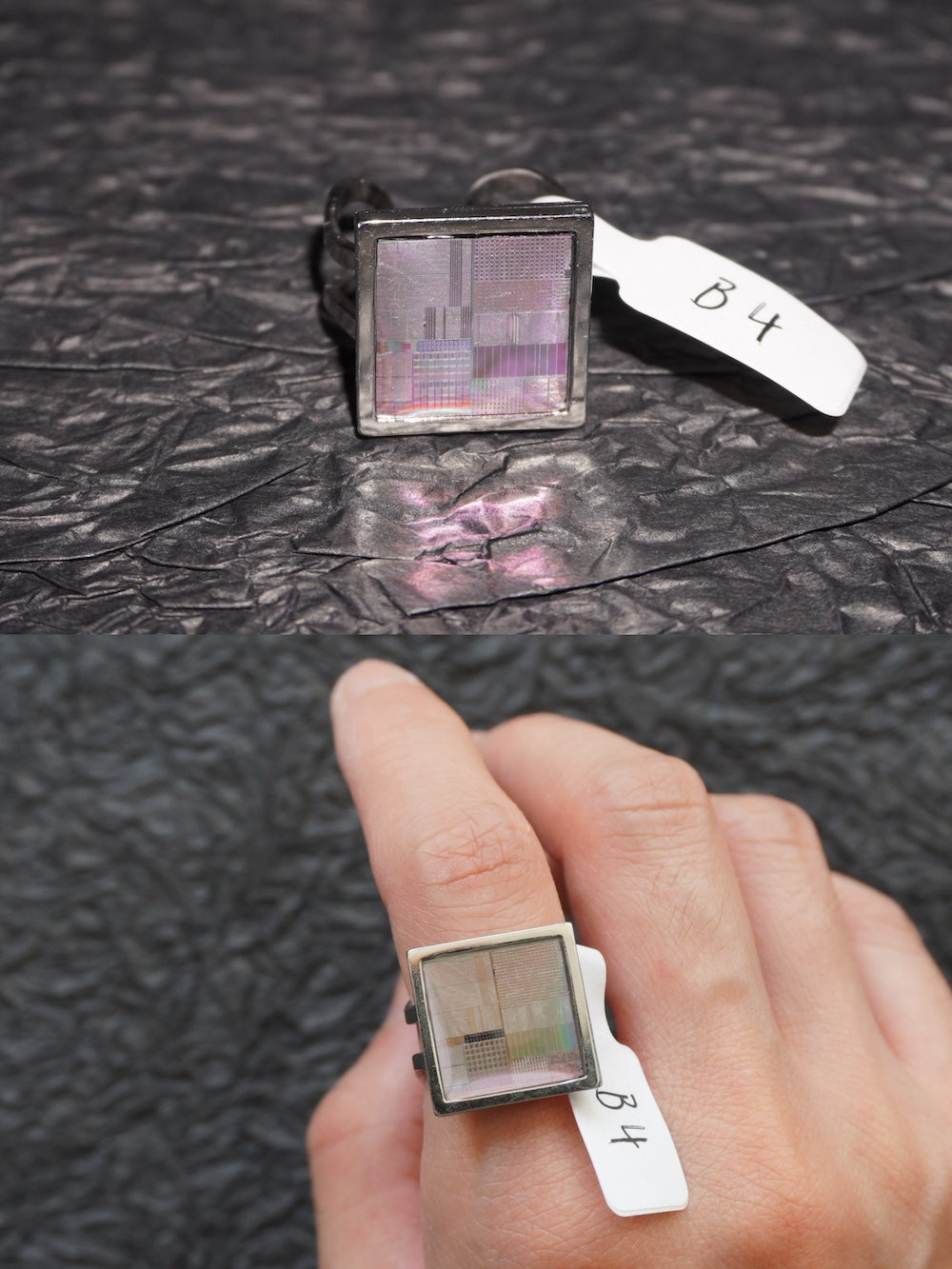 One-of-a-Kind Electronic Chip Ring — Square