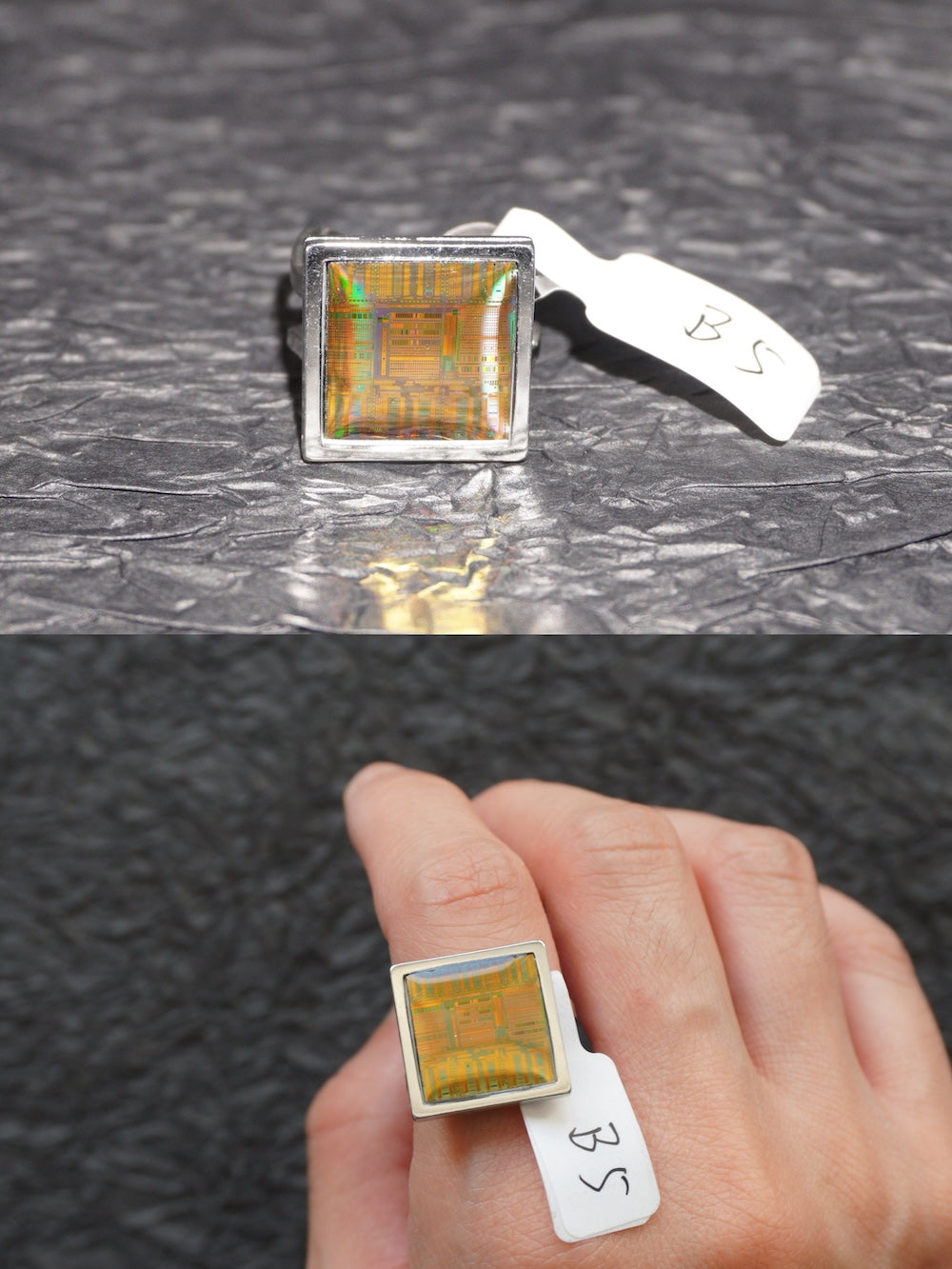 One-of-a-Kind Electronic Chip Ring — Square