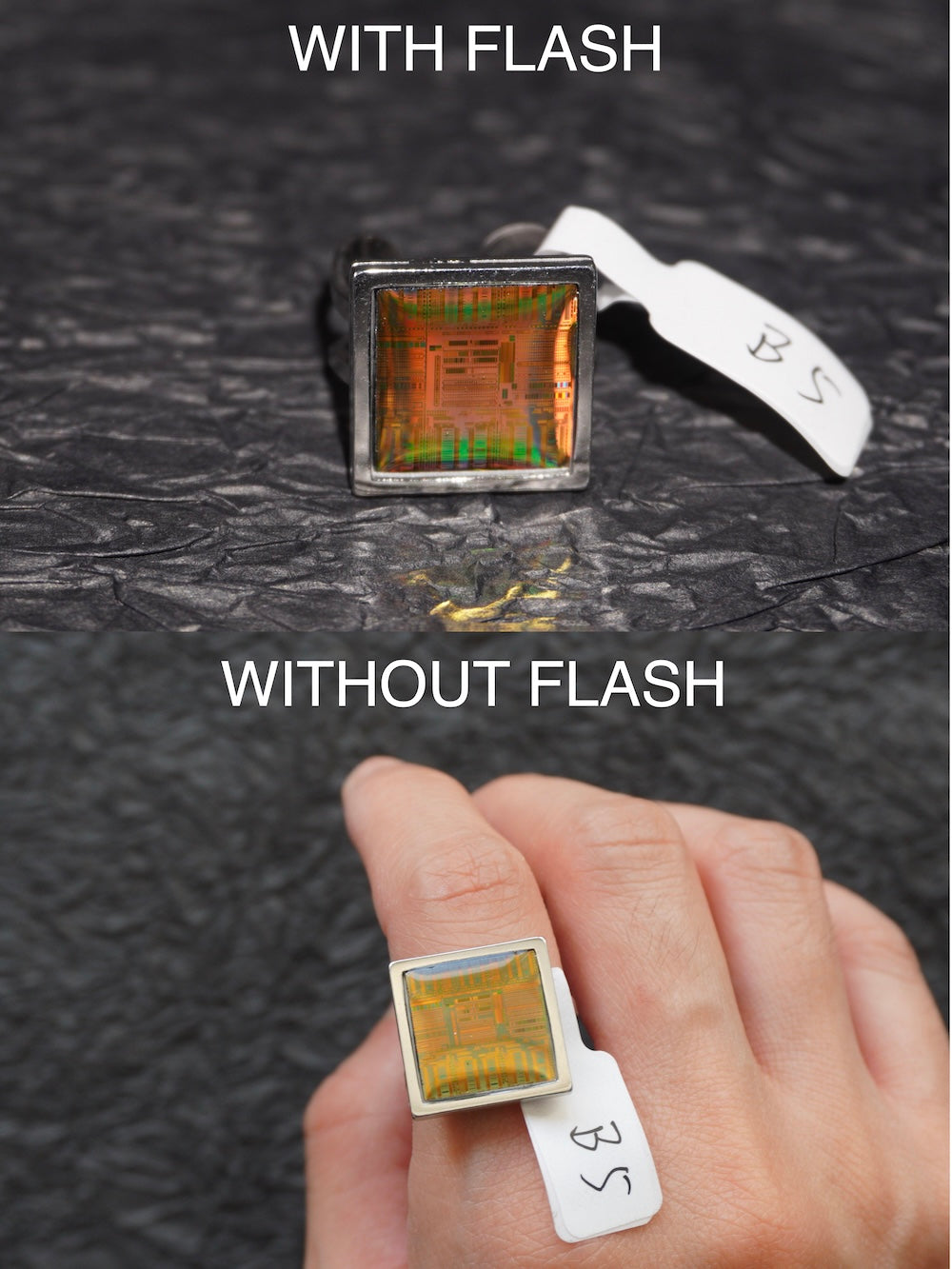 One-of-a-Kind Electronic Chip Ring — Square