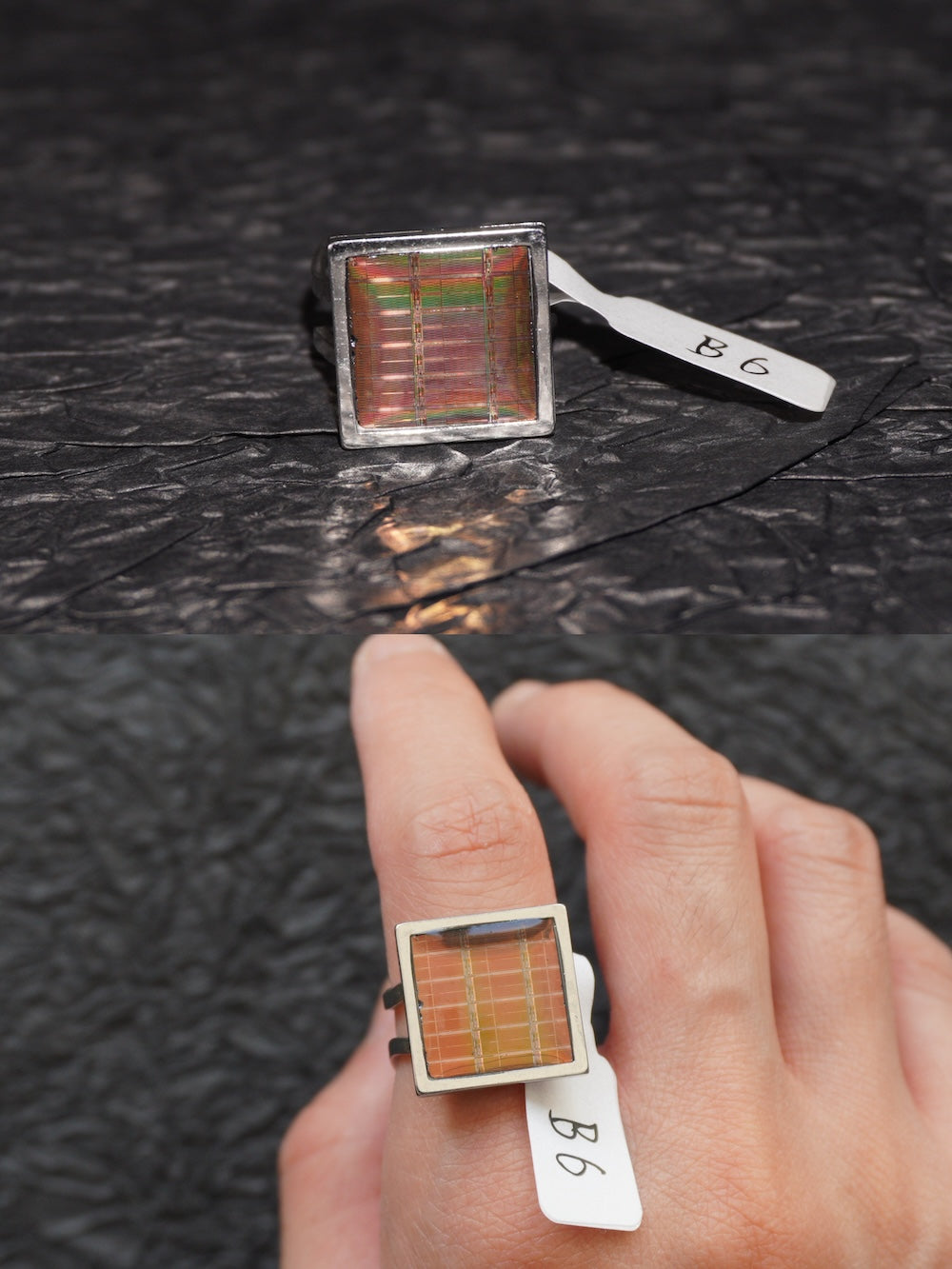 One-of-a-Kind Electronic Chip Ring — Square