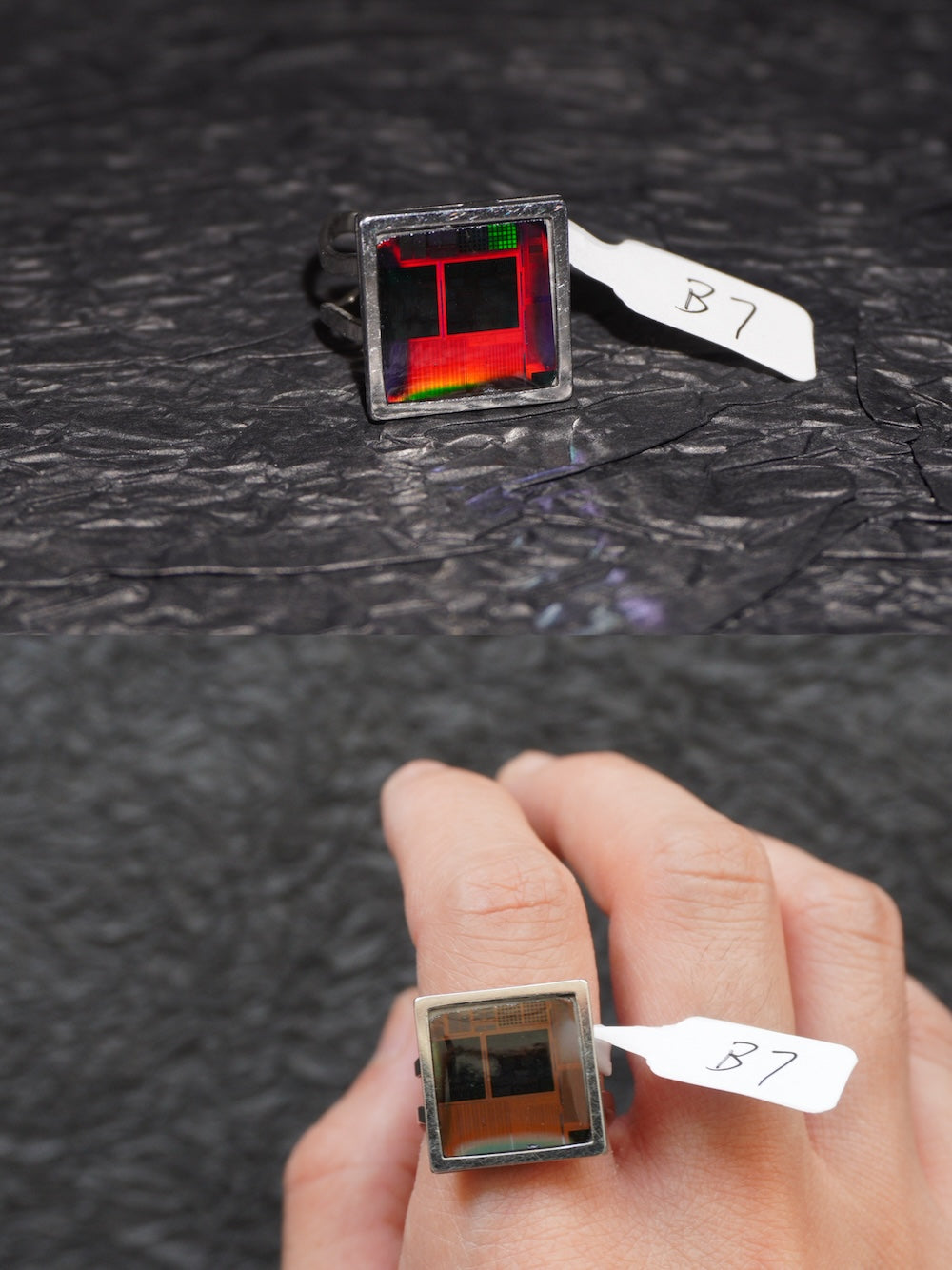 One-of-a-Kind Electronic Chip Ring — Square