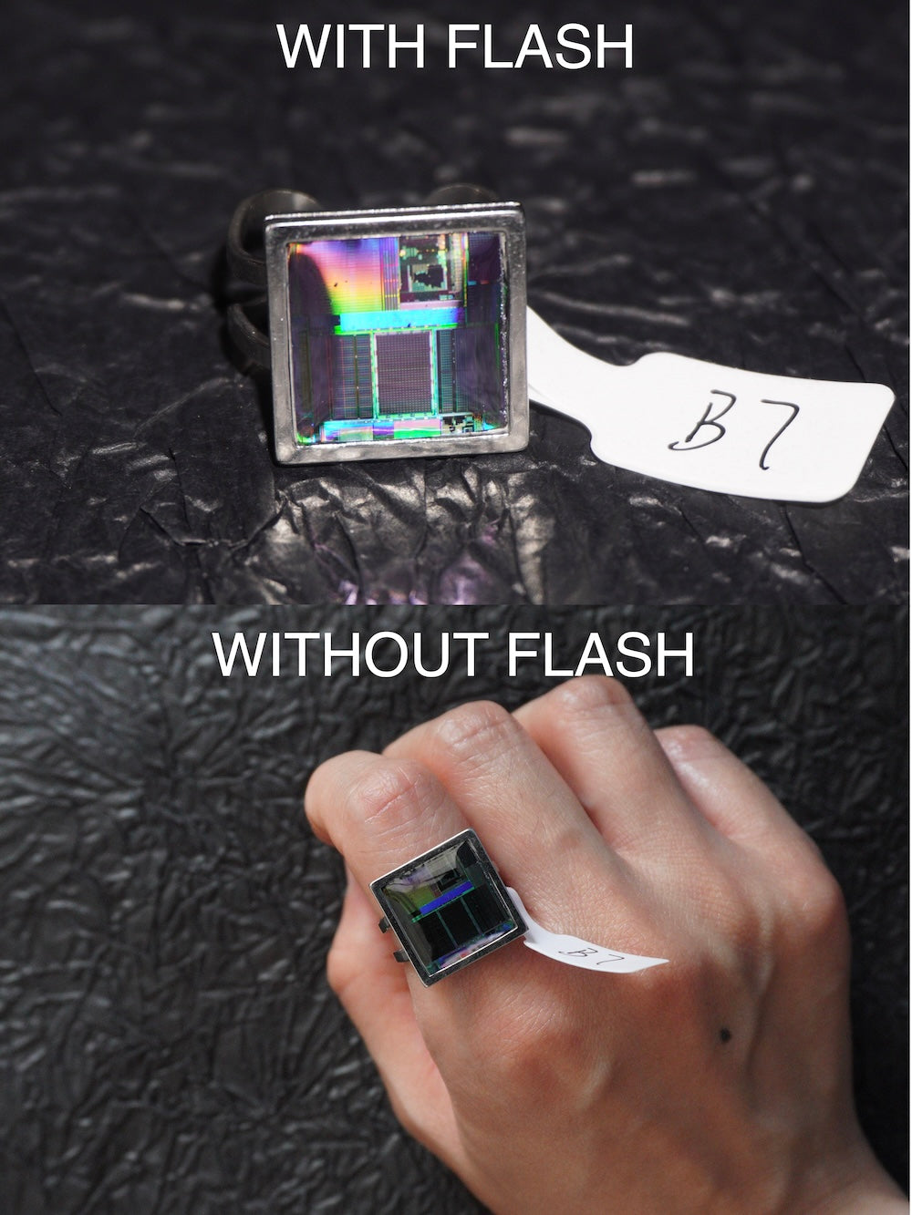One-of-a-Kind Electronic Chip Ring — Square